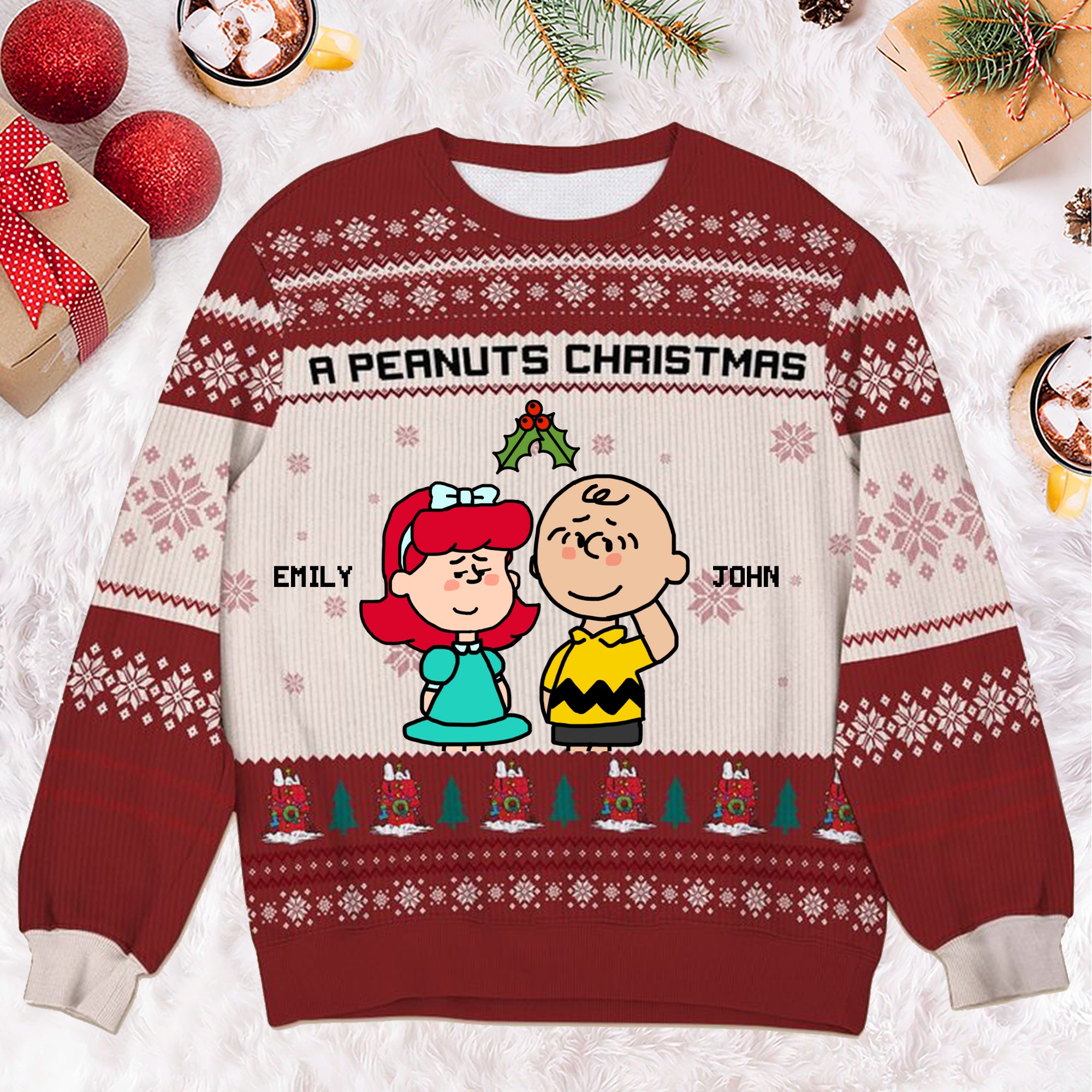 A Peanuts Christmas - Personalized Ugly Sweatshirt - Gift For Couple, Husband Wife, Anniversary, Engagement, Wedding, Marriage Gift CL41