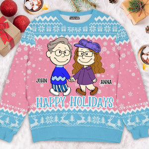 Peanuts Happy Holidays - Gift For Couples - Personalized Ugly Sweatshirt - CL43 NH96