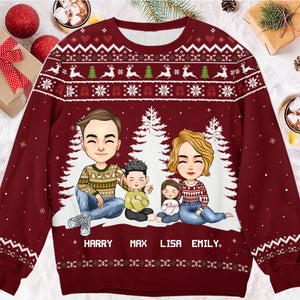 Christmas Is A Time For Family Santa And Reindeer Pattern - Gift For Family - Personalized Ugly Sweatshirt - CL33 NA94