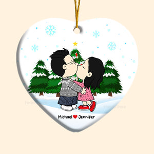 Peanuts Christmas Couple  - Personalized Ceramic Ornament - Gift For Couple, Husband Wife, Anniversary, Engagement, Wedding, Marriage Gift - CL45 NH96