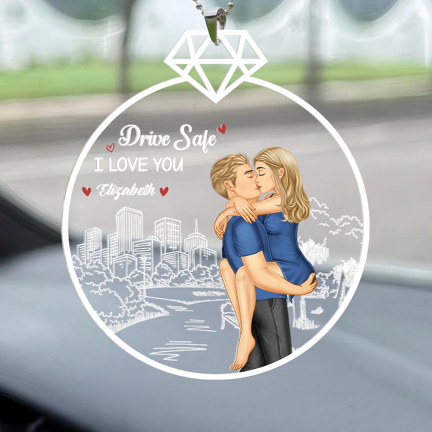 Drive Safe, Love You Forever - Personalized Car Hanging Ornament - Gift For Couple, Husband Wife, Anniversary - GR7 NA94