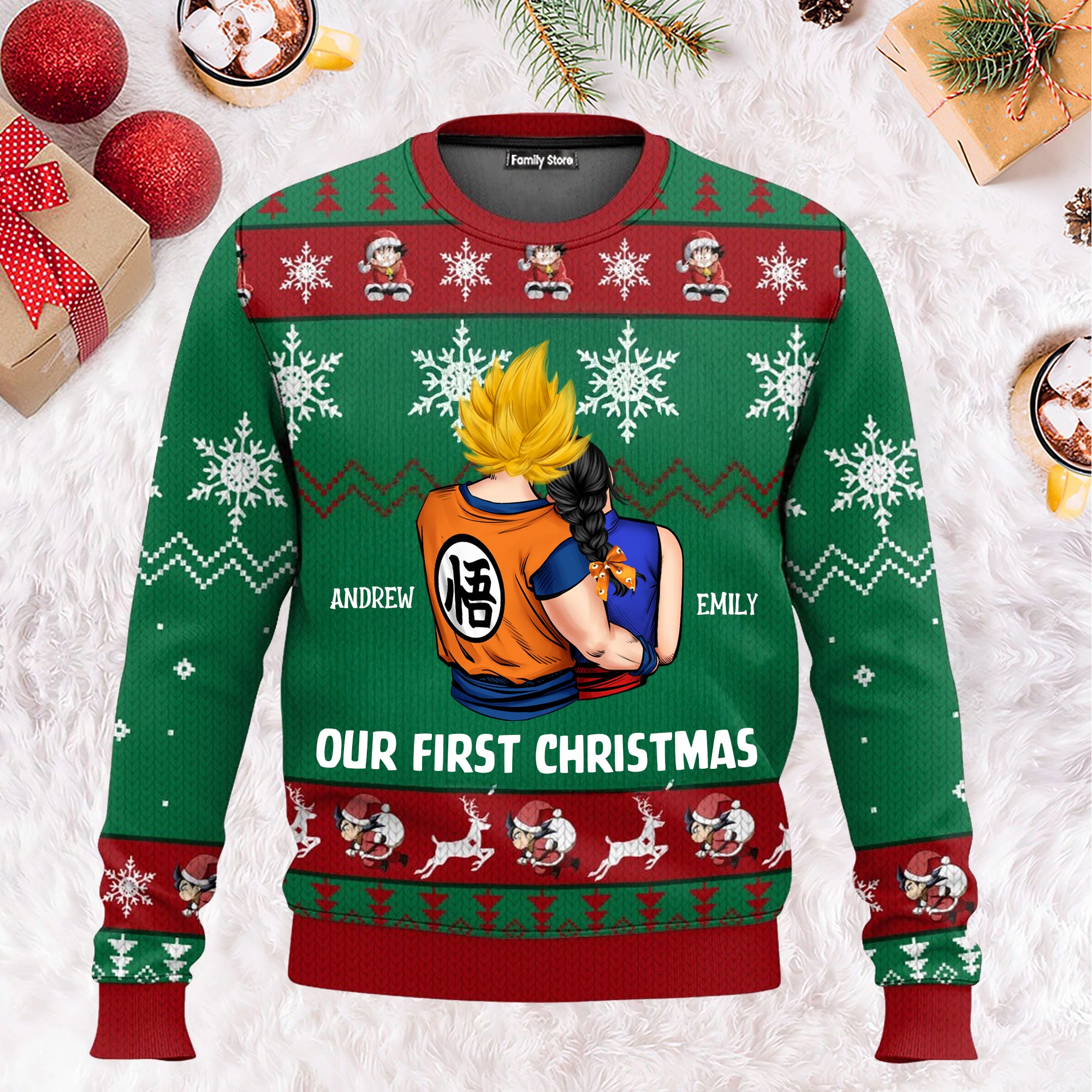 Our First Christmas Dragon Ball - Gift For Couples - Personalized Ugly Sweater - CL18 NH96