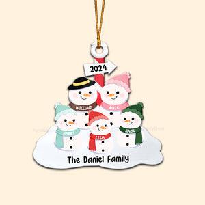 Christmas Family Snowmans - Gift For Family - Personalized Wood Ornament - CL34 NA94