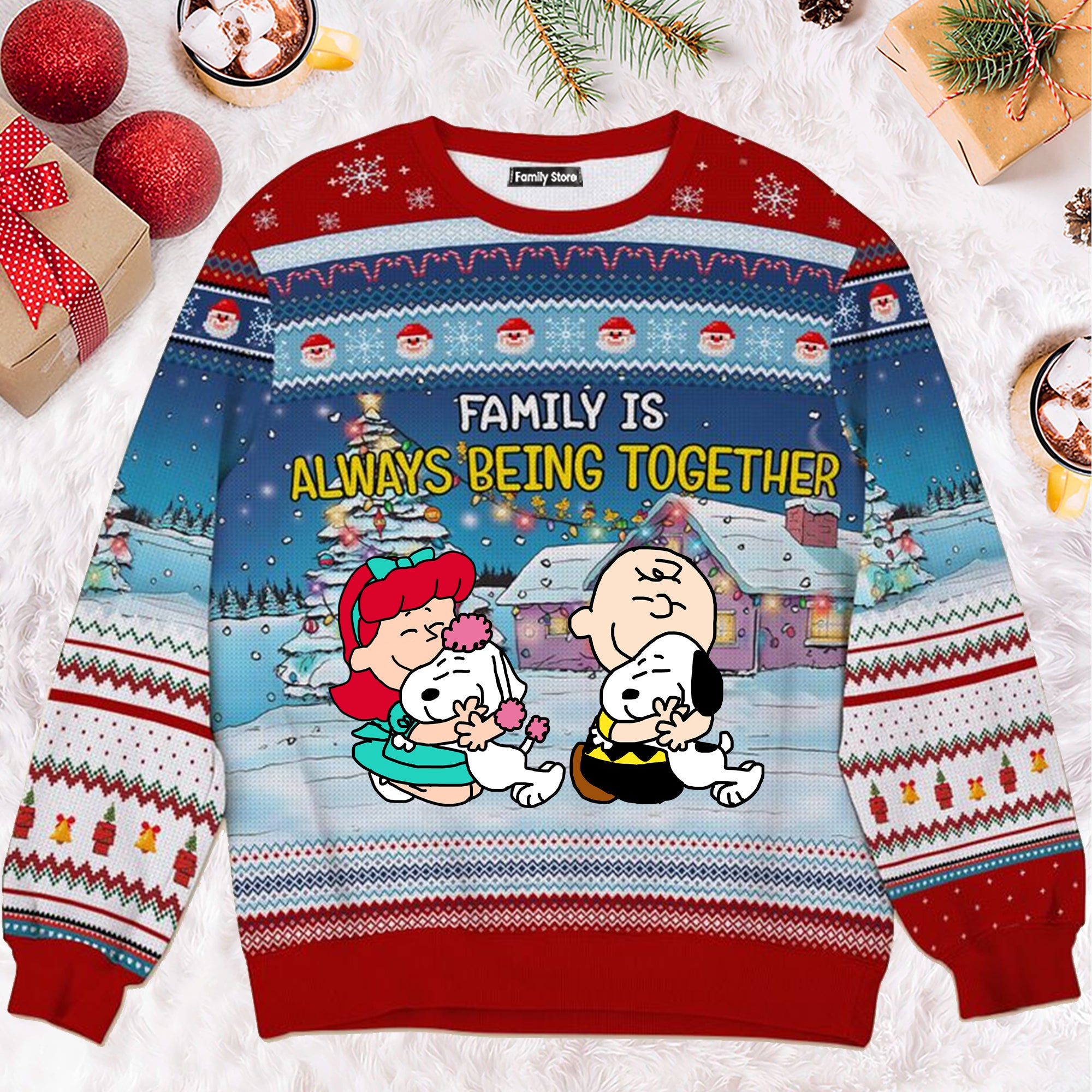 Peanuts Family Is Always Being Together - Personalized Ugly Sweatshirt - Gift For Couple, Husband Wife, Anniversary, Engagement, Wedding, CL41 NH96