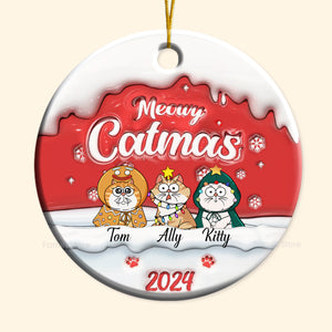 Happy Pawlidays Meowy Catmas - Gift For Cat Lover, Pet Lovers - Personalized Ceramic Ornament - CLP03 NH96