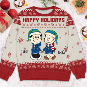 Peanuts Happy Holidays - Personalized Ugly Sweatshirt - Gift For Couple, Husband Wife, Anniversary, Engagement CL43 NH96