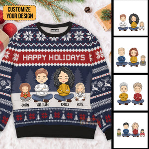 Happy Holiday Merry Christmas - Gift For Family - Personalized Ugly Sweatshirt - CL35 NA94