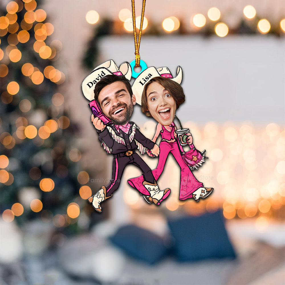 Custom Photo Fashion Doll Couple - Funny Gift For Couple - Personalized Wood Ornament - NH96