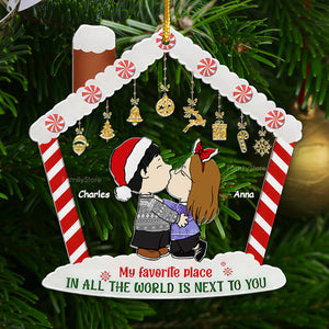 My Favorite Place In All The World Is Next To You Peanuts - Personalized Acrylic Ornament - Gift For Couple, Husband Wife, Anniversary, Engagement, Wedding, Marriage Gift CL45 NH96