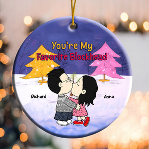 You're My Favorite Blockhead Peanuts - Personalized Ceramic Ornament - Gift For Couple, Husband Wife, Anniversary, Engagement, Wedding, Marriage Gift CL45 NH96