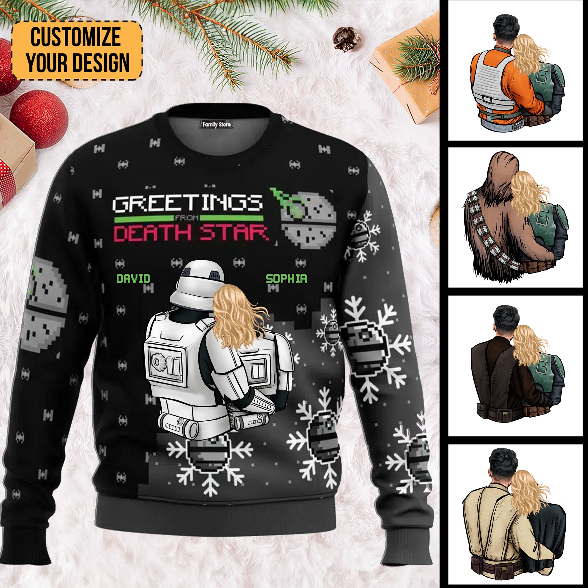 Greetings From Death Star Star War - Personalized Ugly Sweatshirt - Gift For Couple, Husband Wife, Anniversary CL19 NH96