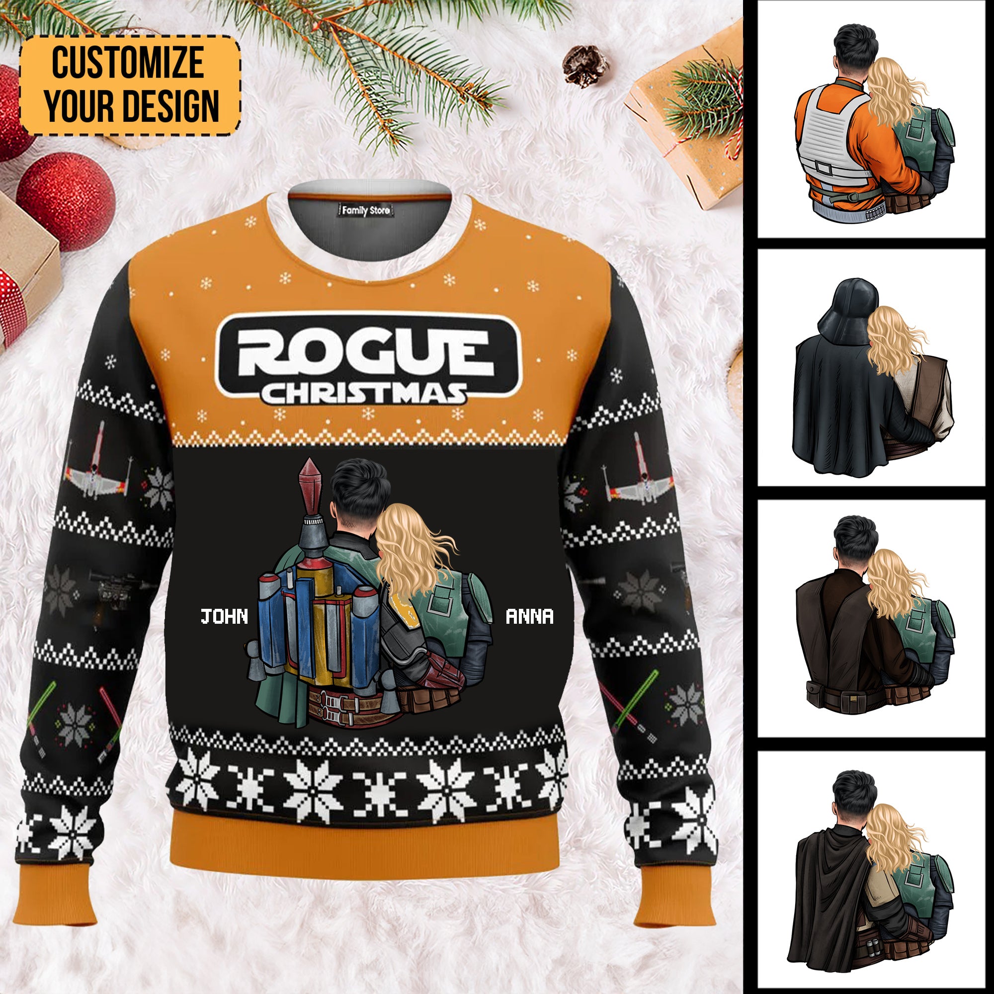 Rogue Christmas Star War - Personalized Ugly Sweatshirt - Gift For Couple, Husband Wife, Anniversary CL19