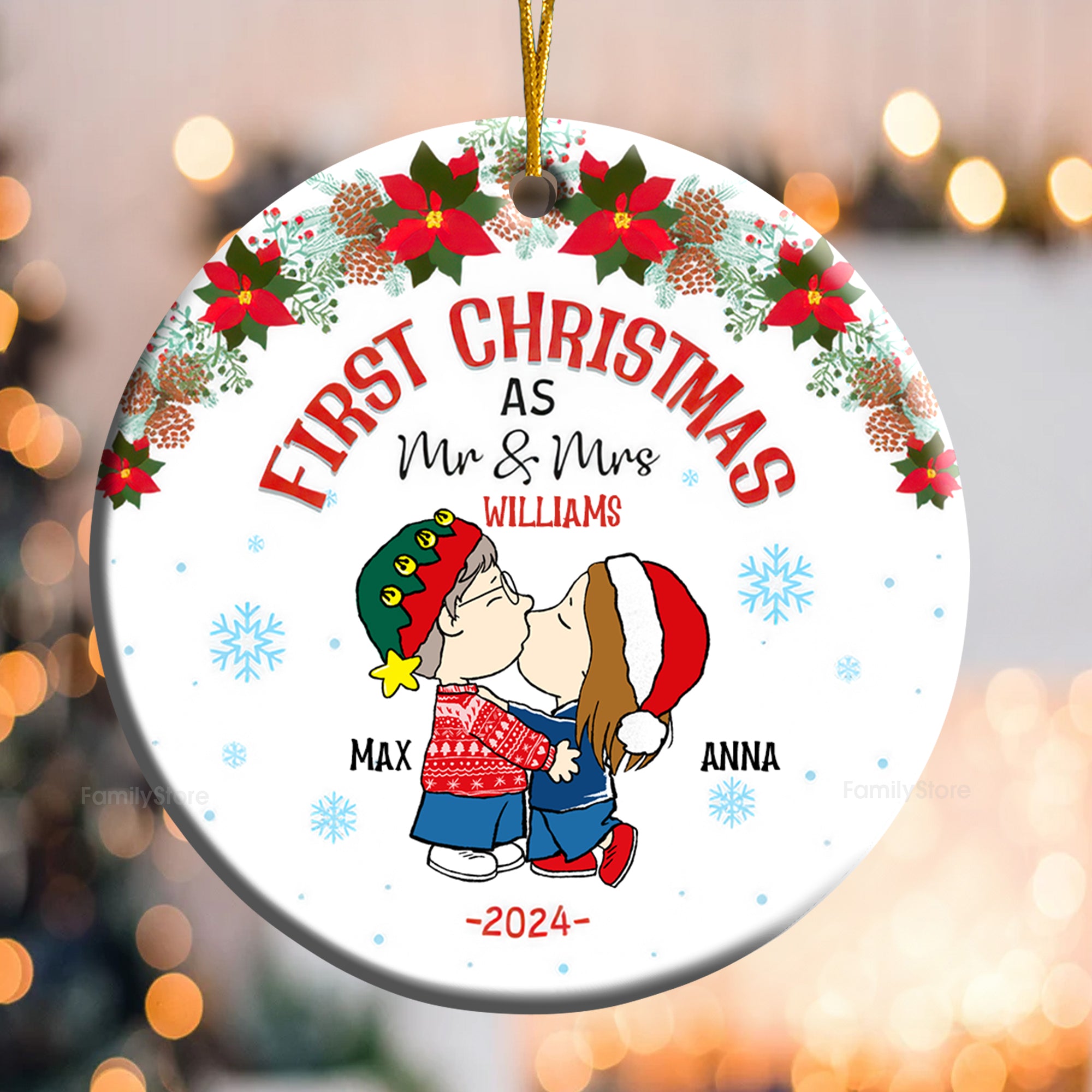 Peanuts First Chrisimas As Mr & Mrs - Gift For Couples - Personalized Ceramic Ornament - CL45 NH96