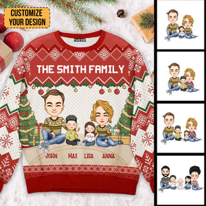 Santa Claus Brings Us Gifts On Christmas - Gift For Family Member  - Personalized Ugly Sweatshirt  NA94 CL33