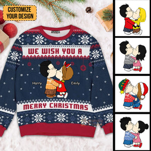 Peanuts Snoopopy We Wish You A Merry Christmas - Personalized Ugly Sweatshirt - Gift For Couple, Husband Wife, Anniversary CL45 NH96