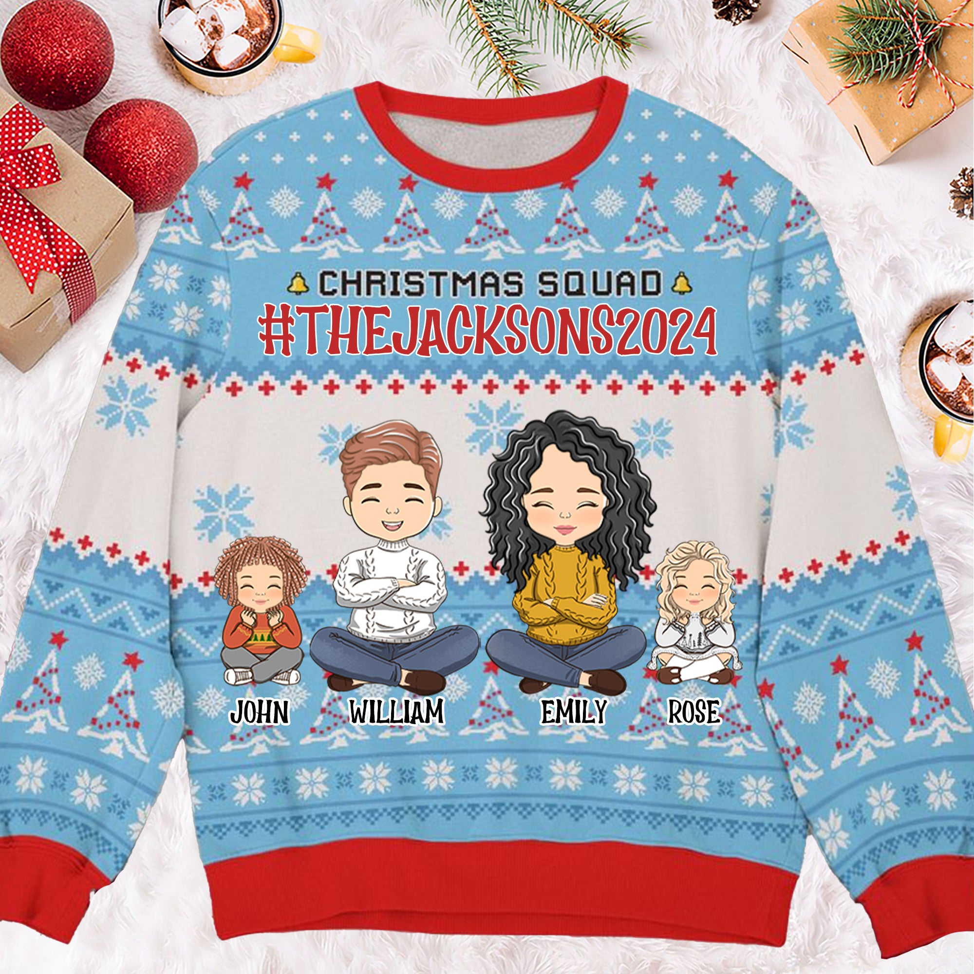 The Christmas Squad - Gift For Family Member - Personalized Ugly Sweatshirt - CL35 NA94