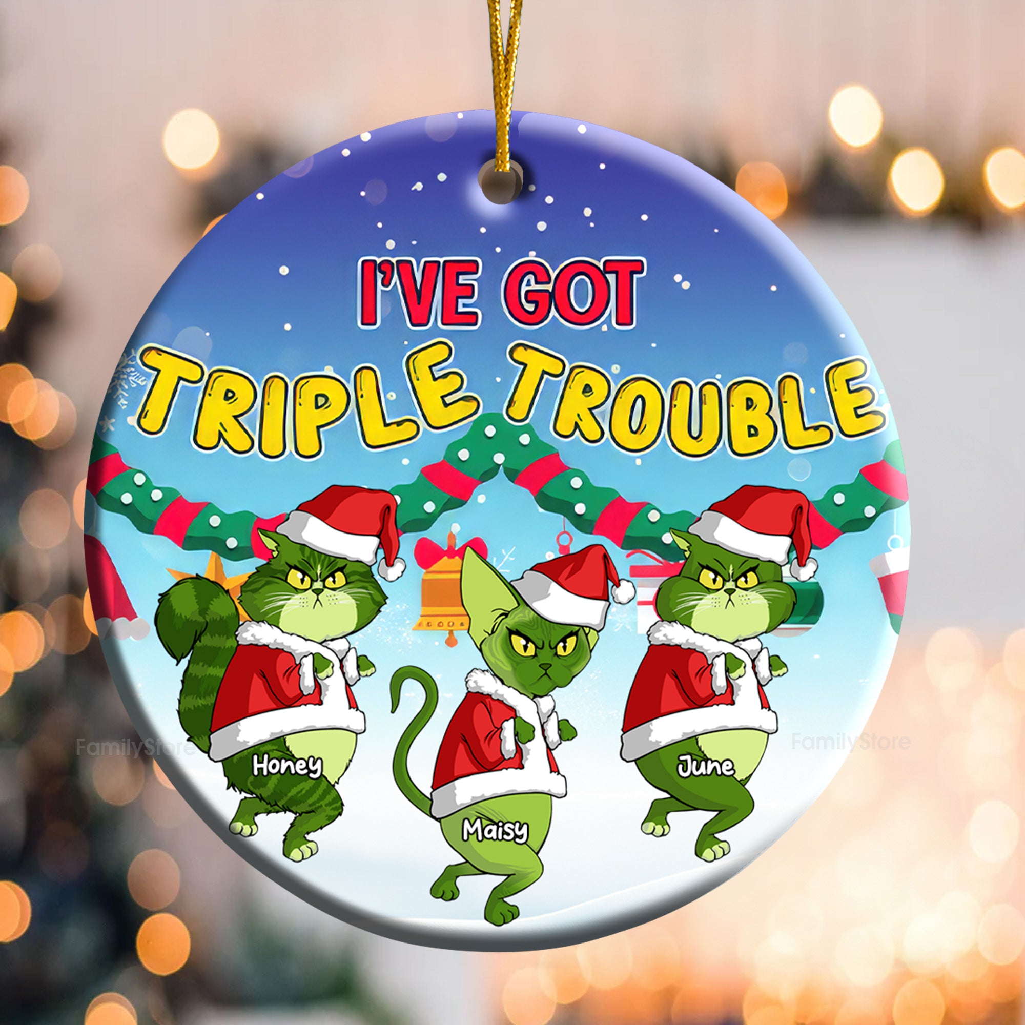 I've Got Many Trouble Grinch Cats- Gift For Cat Lover, Pet Lovers - Personalized Ceramic Ornament - CL16 NH96