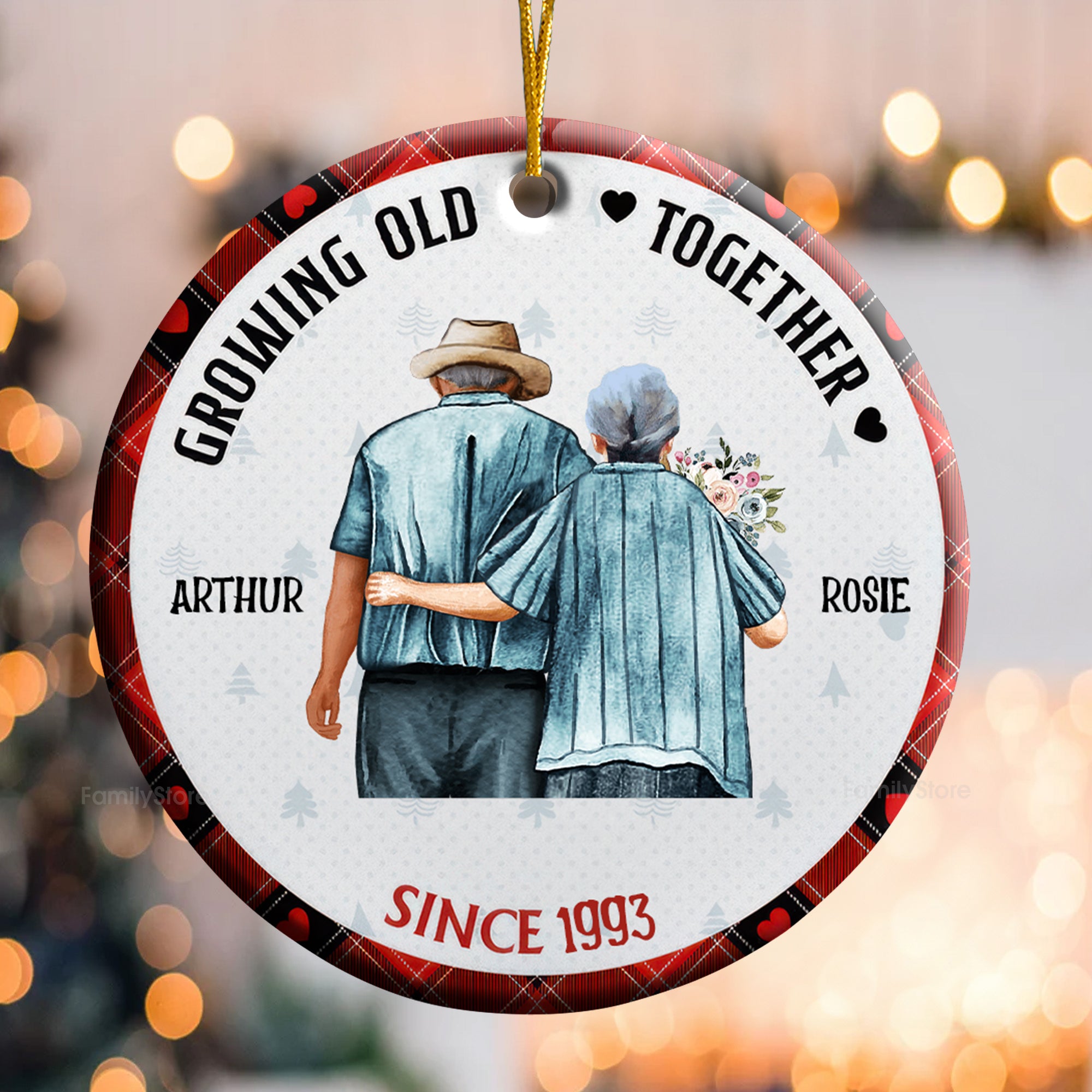 Old Couple Growing Old Together - Gift For Couples - Personalized Ceramic Ornament - CL29 NH96