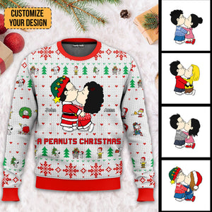 A Peanuts Christmas - Personalized Ugly Sweatshirt - Anniversary Gifts, Gift For Couples, Husband Wife-CL45 NH96