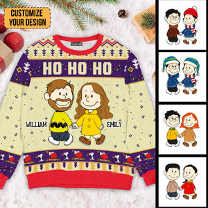 Peanuts Hohoho Merry Christmas - Personalized Ugly Sweatshirt - Gift For Couple, Husband Wife, Anniversary, Engagement CL43 NH96