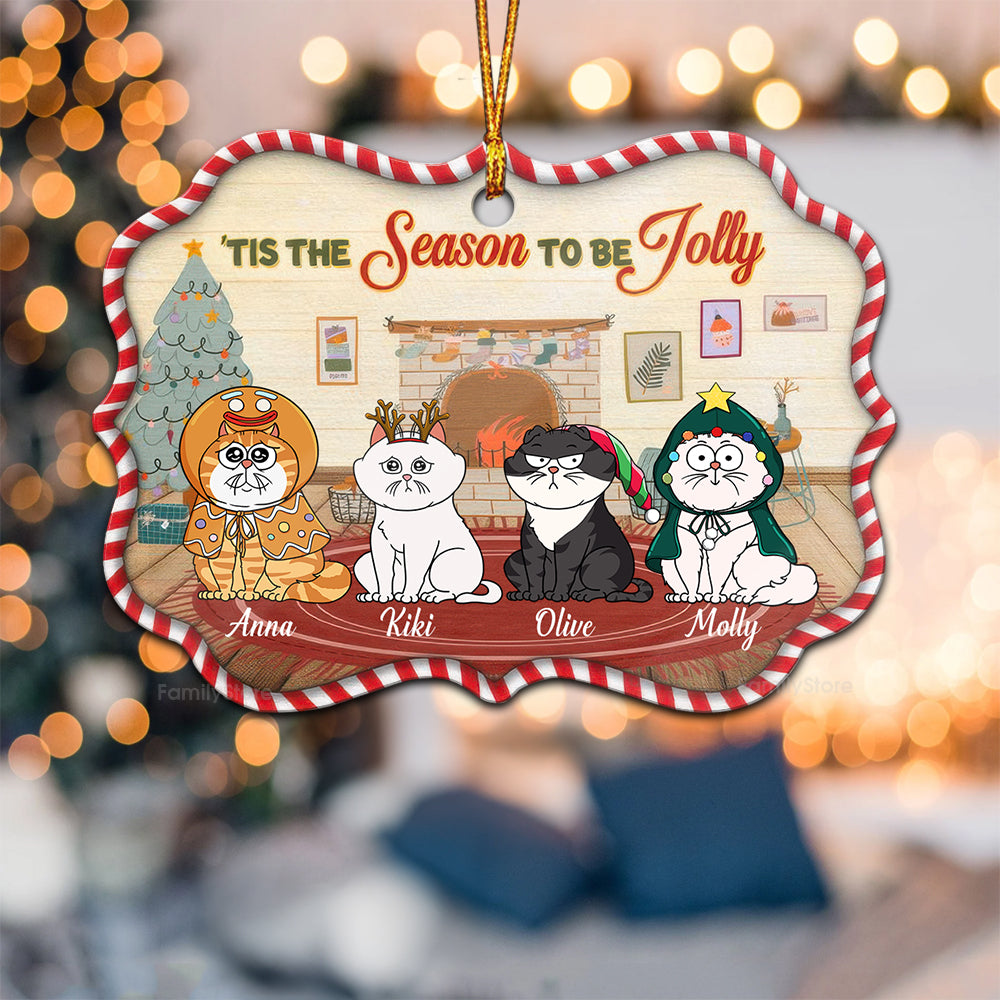 Tis The Season To Be Merry - Gift For Cat Lover, Pet Lovers - Personalized Wood Ornament - CLP03 NH96