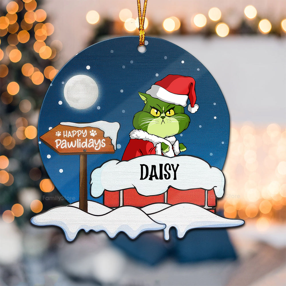 Grinch Meowy Christmas - Gift For Cat Lover, Pet Lovers - Personalized Wood Ornament - CL16 NH96