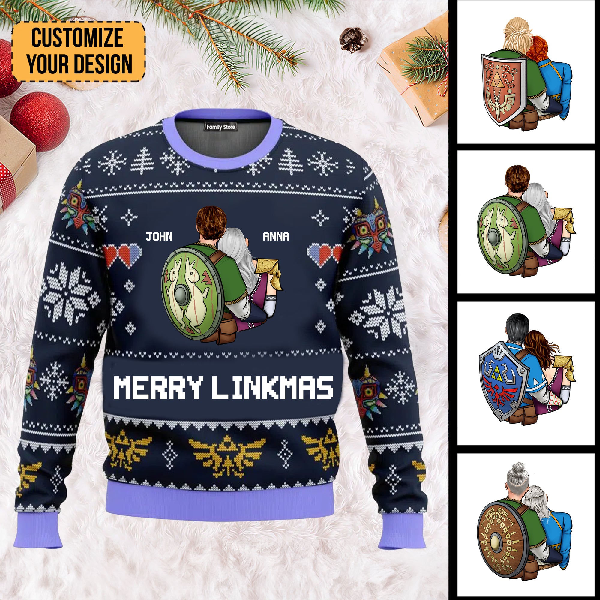 Merry Linkmas Zelda - Personalized Ugly Sweatshirt - Gift For Couple, Husband Wife, Anniversary CL32 NH96