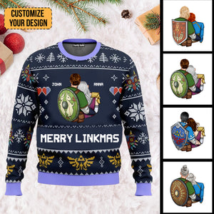 Merry Linkmas Zelda - Personalized Ugly Sweatshirt - Gift For Couple, Husband Wife, Anniversary CL32 NH96