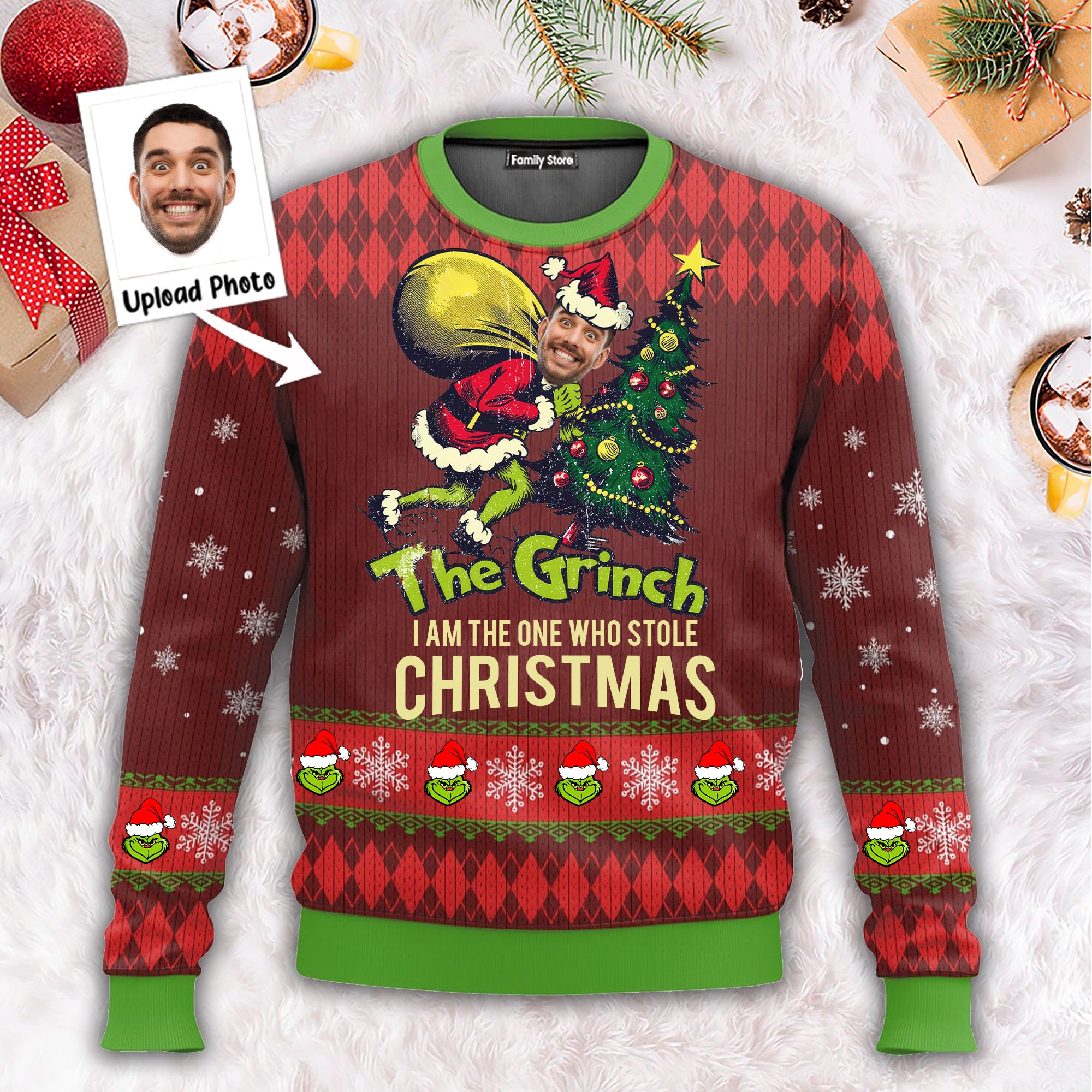 Grinch It's Me I Am The One Who Stole Christmas - Funny Christmas Gift For Family Members, Friends - Personalized Ugly Sweater - NA94