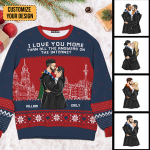 I Love You More Harry Potter - Personalized Ugly Sweatshirt - Gift For Couple, Husband Wife, Anniversary CL20 NH96