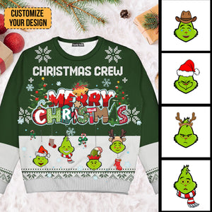 The Green Monster Emotions Merry Christmas - Gift For Family - Personalized Ugly Sweatshirt - CL42 NA94