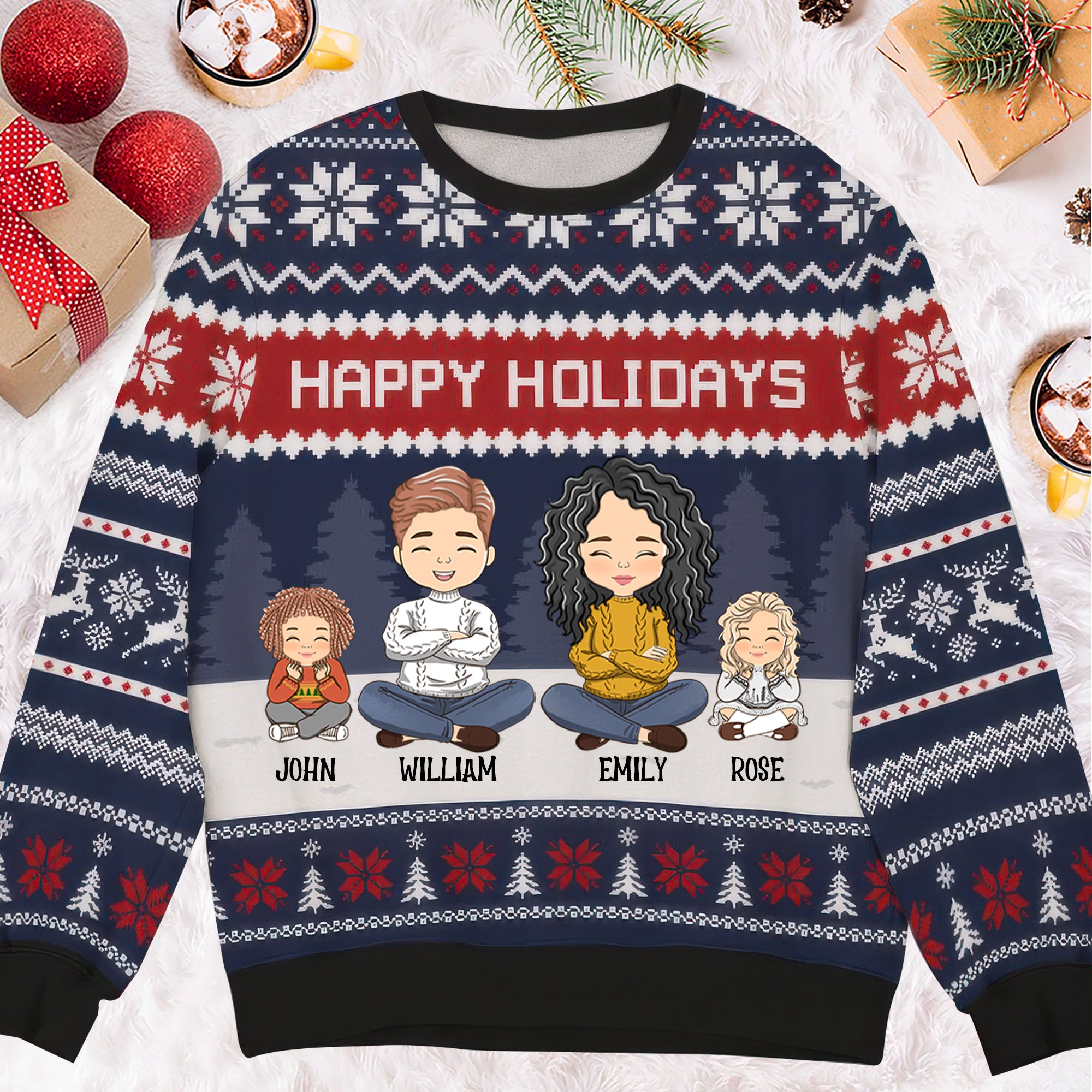 Happy Holiday Merry Christmas - Gift For Family - Personalized Ugly Sweatshirt - CL35 NA94