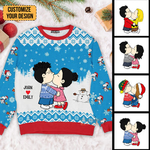 Peanuts Snoopopy Getting Together This Holiday - Personalized Ugly Sweatshirt -Gift For Couple, Husband Wife, Anniversary  CL45 NH96