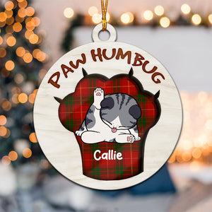 Christmas Paw Humbug - Personalized Wood Ornament - Gift For Cat Lover, Cat Mom, Cat Dad - CLP10 NA94