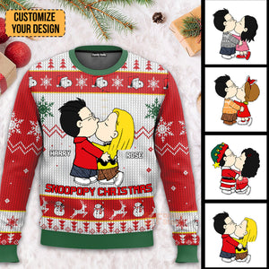 Merry Snoopopy Christmas Peanuts - Personalized Ugly Sweatshirt - Gift For Couple, Husband Wife, Anniversary CL45 NH96