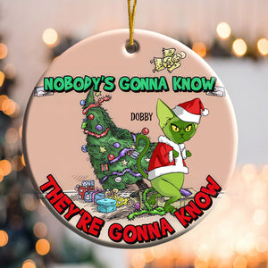 Nobody's Gonna Know They're Gonna Know Grinch Cats- Gift For Cat Lover, Pet Lovers - Personalized Ceramic Ornament - CL16 NH96