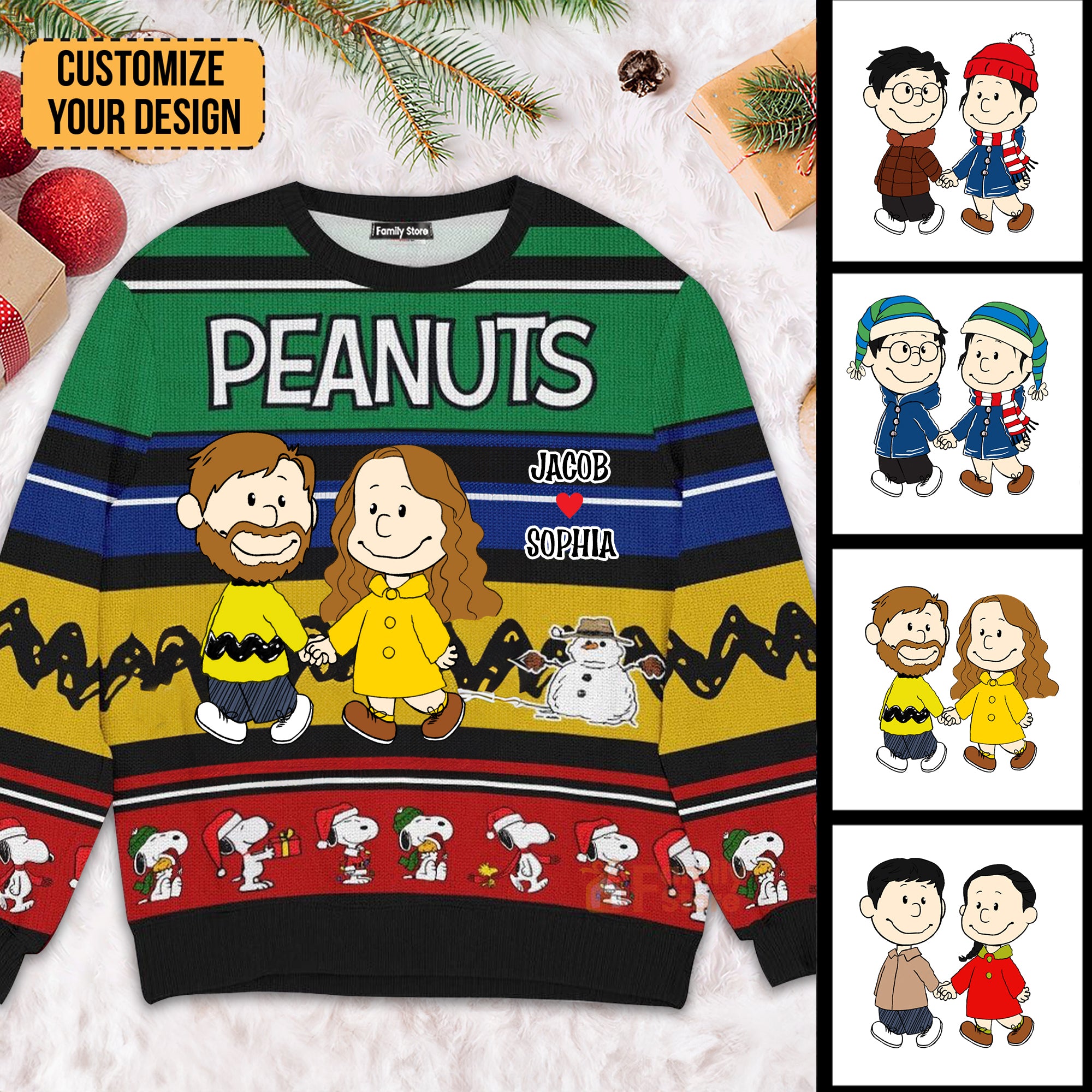 Peanuts Always Be Together - Personalized Ugly Sweatshirt - Gift For Couple, Husband Wife, Anniversary CL43 NH96