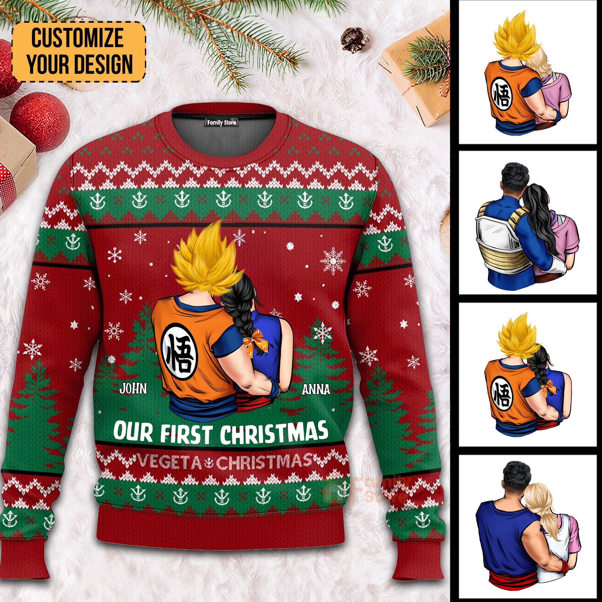 Our First Christmas Dragon Ball - Gift For Couples - Personalized Ugly Sweater - CL18 NH96