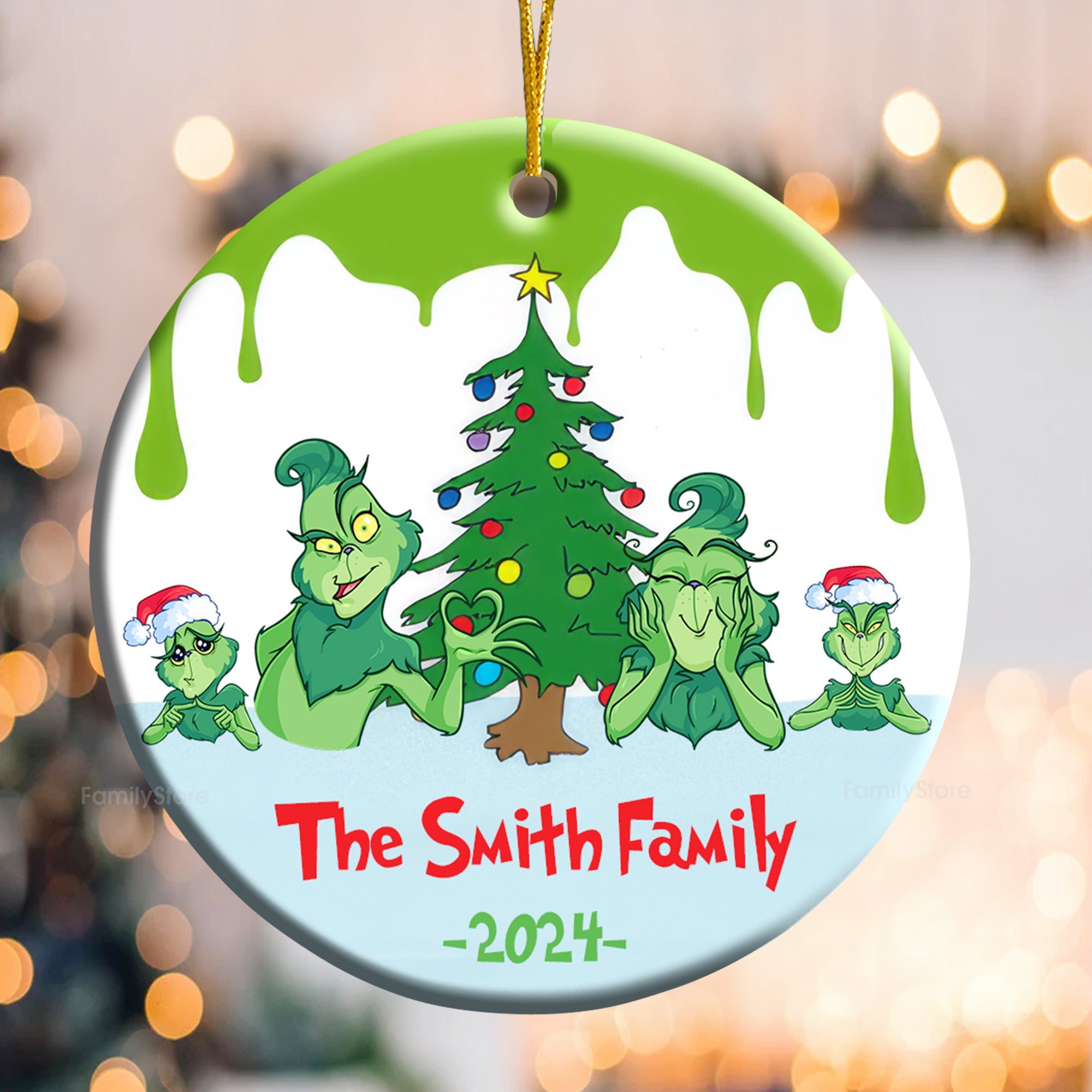 Merry Grinchmas The Green Monster Stolen The Christmas - Gift For Family - Personalized Ceramic Ornament - CL27 NA94