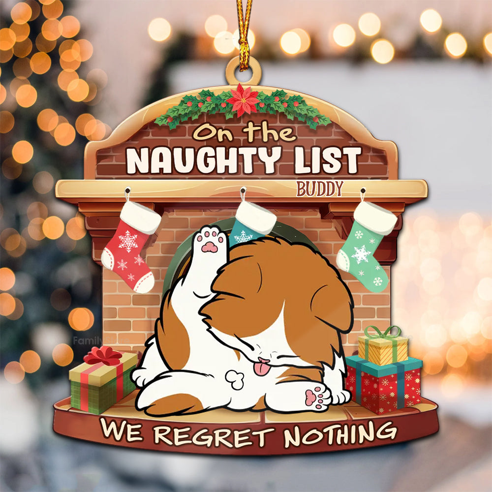 On The Naughty List I Regret Nothing - Gift For Cat Lover, Pet Lovers - Personalized Wood Ornament - CLP10 NH96