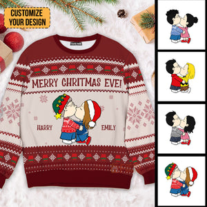 Peanuts Merry Christmas Eve - Personalized Ugly Sweatshirt - Gift For Couple, Husband Wife, Anniversary  CL45 NH96