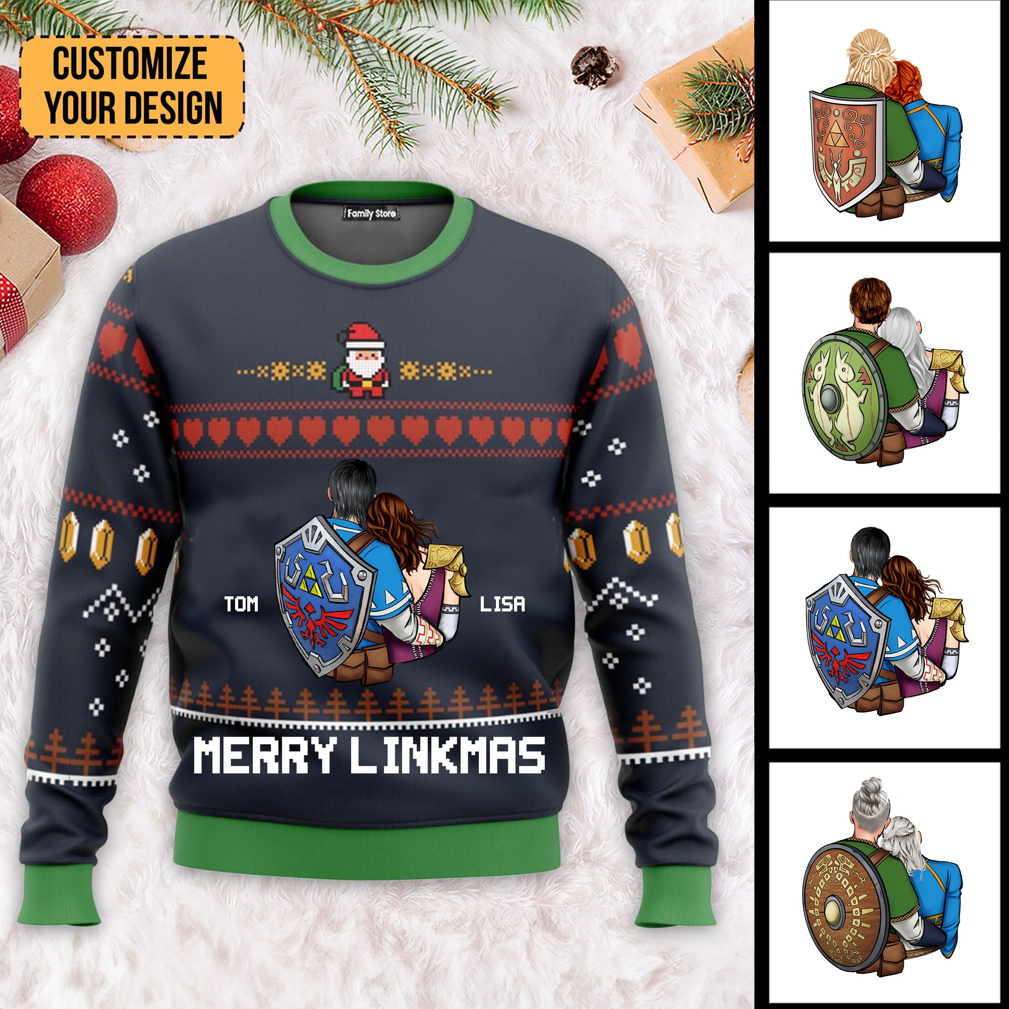 Merry Linkmas Christmas Zelda - Personalized Ugly Sweatshirt - Gift For Couple, Husband Wife, AnniversaryCL32