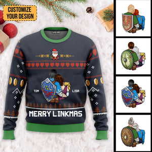 Merry Linkmas Christmas Zelda - Personalized Ugly Sweatshirt - Gift For Couple, Husband Wife, AnniversaryCL32