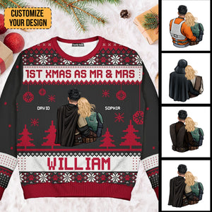 Frist Xmas As Mr & Mrs  Star War - Personalized Ugly Sweatshirt - Gift For Couple, Husband Wife, Anniversary, Engagement, Wedding, Marriage Gift - CL19 NH96