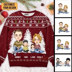 Christmas Is A Time For Family Santa And Reindeer Pattern - Gift For Family - Personalized Ugly Sweatshirt - CL33 NA94