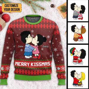 Lovely Merry Kissmas Peanuts - Personalized Ugly Sweatshirt - Gift For Couple, Husband Wife, Anniversary CL45