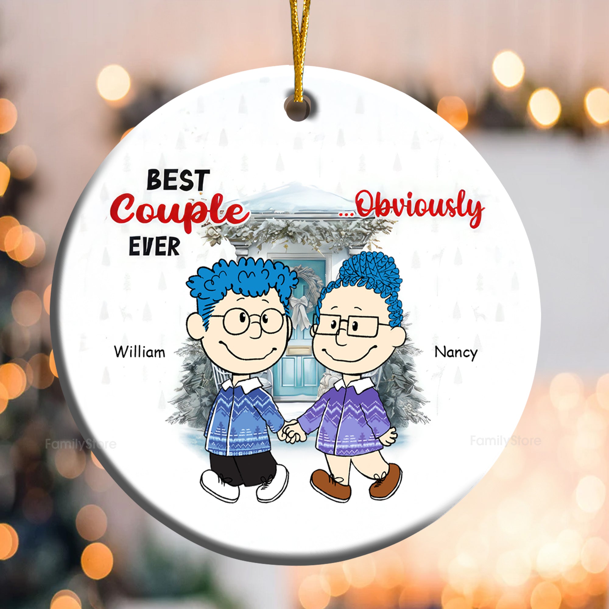 Best Couple Ever Obvicusly Personalized Ceramic Ornament - Gift For Couple, Husband Wife, Anniversary, Engagement, Wedding, Marriage Gift CL43 NH96