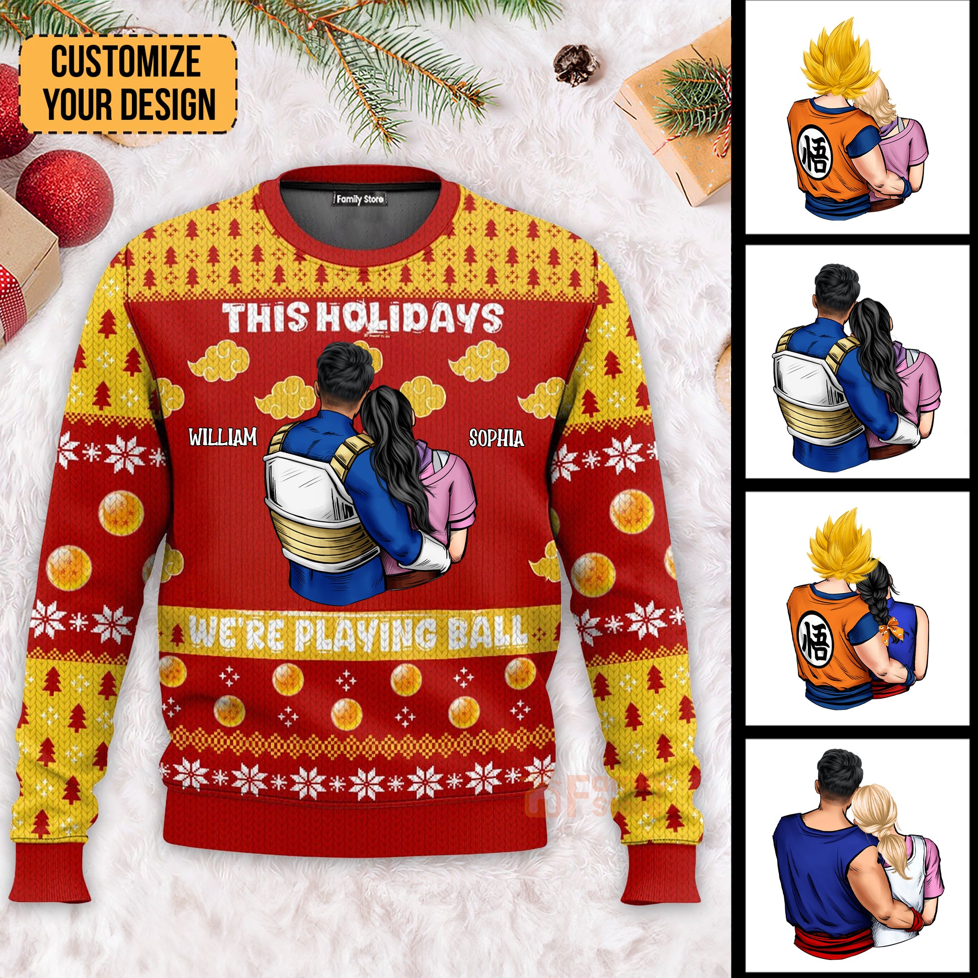 This Holidays We're Playing Together Dragon Ball - Gift For Couples - Personalized Ugly Sweater - CL18