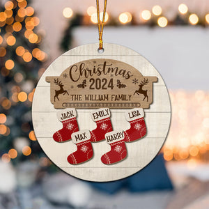 There Are Some Gifts In The Socks - Gift For Family - Personalized Wood Ornament - NA94