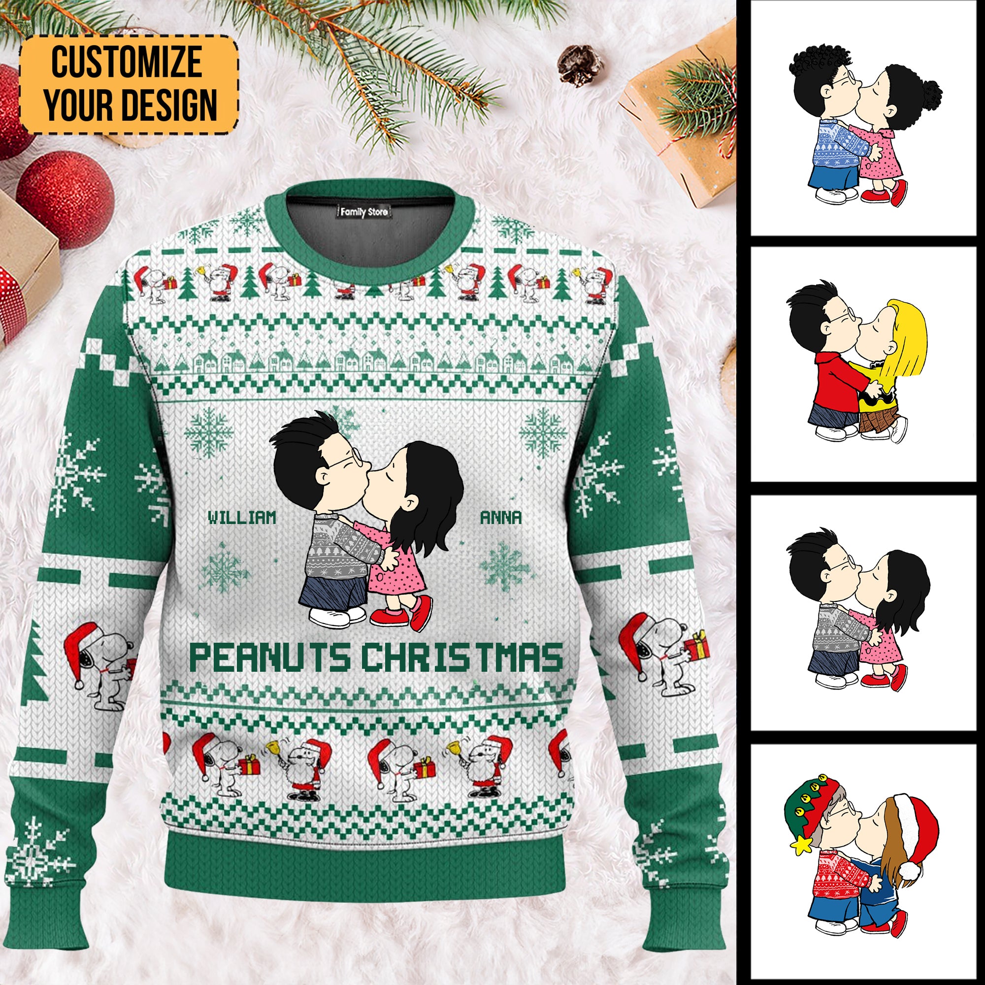 Peanuts Christmas - Personalized Ugly Sweatshirt - Gift For Couple, Husband Wife, Anniversary CL45 NH96